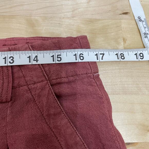 Free People Calla Trousers Linen Blend Relaxed Fit Wine Women's Size 12 NWT - Picture 9 of 11